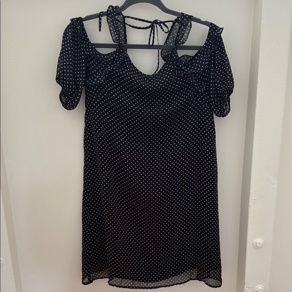 Mango Black and White Polka Dot Mini Dress